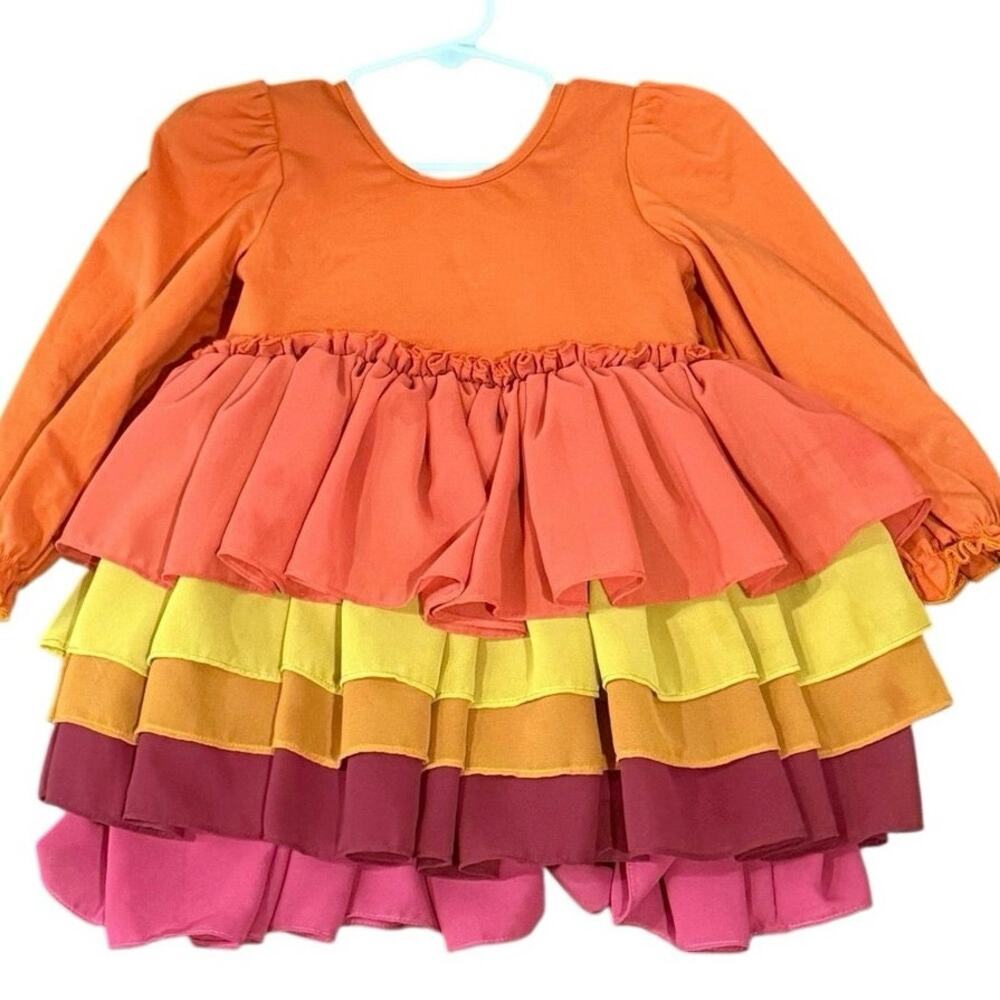 Millie Mae Falling Leaves Shortie Dress Girls 3T Fall Ruffle Boutique - Picture 6 of 8